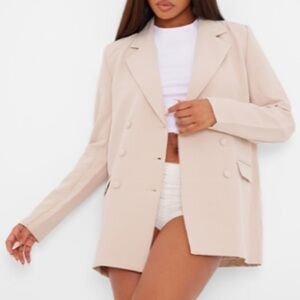 New York & Company Tan Blazer Structured Suit Jacket
